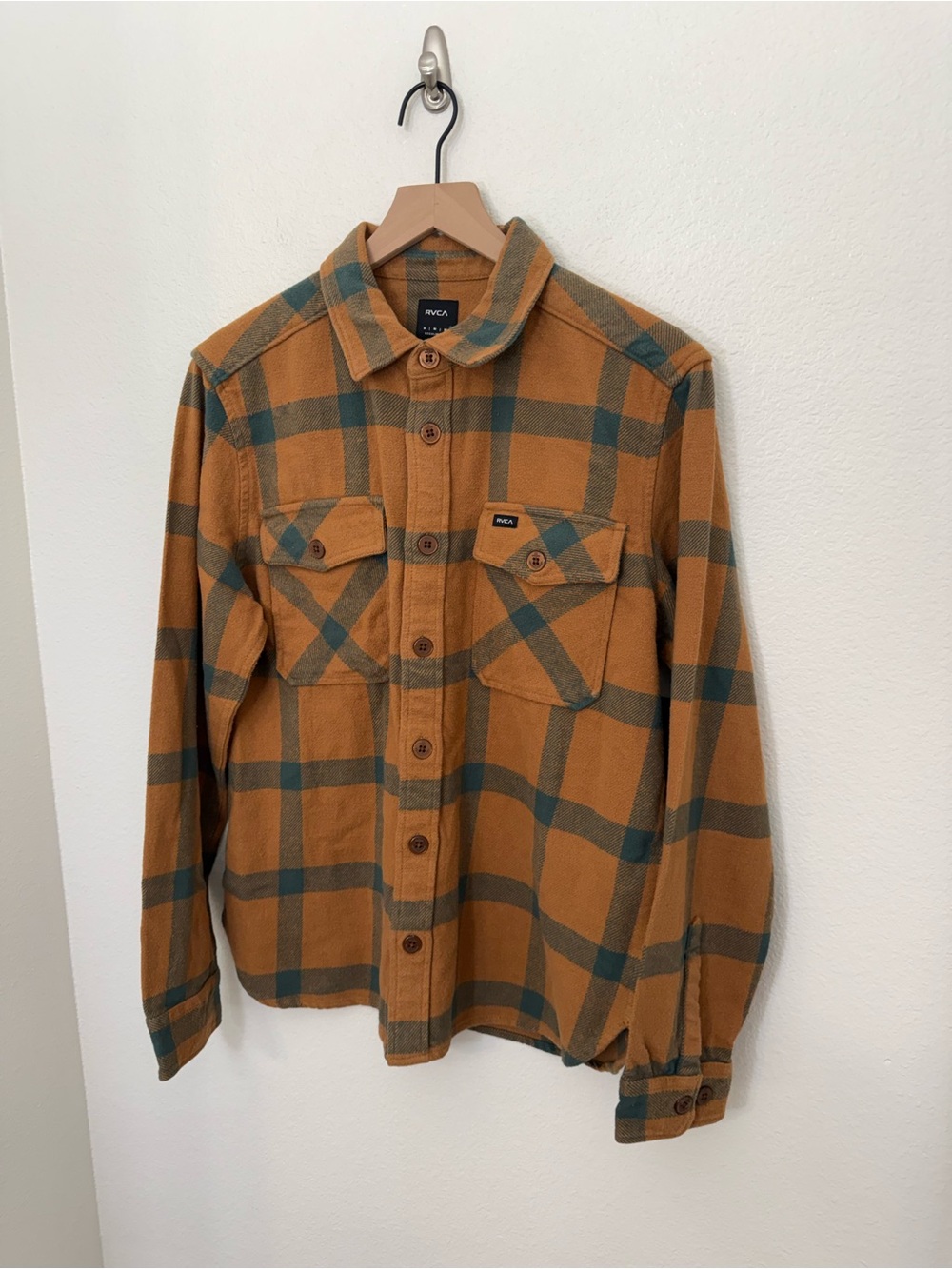 NWT RVCA CPO Flannel Shirt Camel Medium - Picture 4 of 11